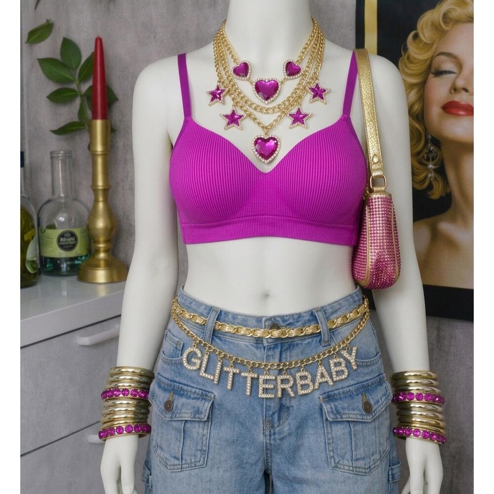No Boundaries Purple Striped Push-Up Bra - 3XL